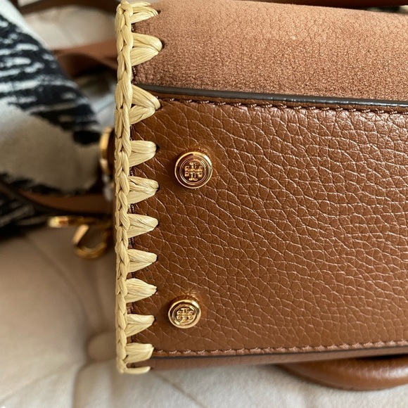 Tory Burch Thea Whipstitch Grizzly Mini Web Satchel - Picture 11 of 15